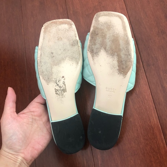 Gucci Marmot GG slide sandals mules . Mint green & Chevron quilted Eu 37 US 7 - Picture 9 of 16